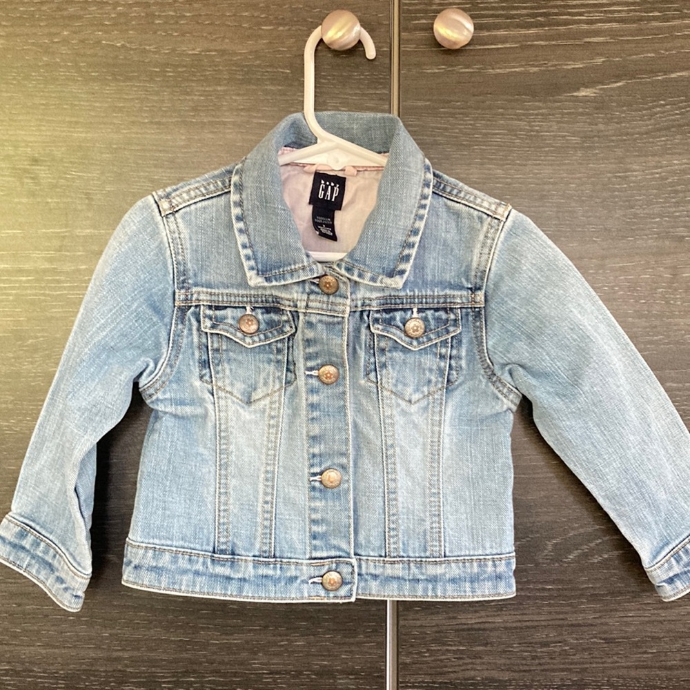 Baby Gap Jean Jacket w Faux Button Holes & Snaps Up Cotton Elastane Toddler 3